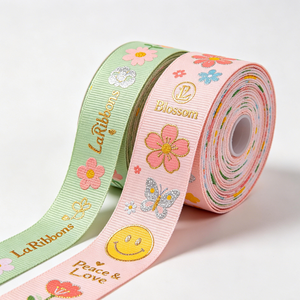 Grace Customize Gold Foil Glitter Print Personalised Printed 16mm 22mm 28mm Spring Gift Decoration Grosgrain <b>Ribbon</b> - Product Image 5