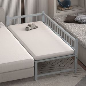 Costura ajustable Cama de hierro para niños con panel de valla Cama pequeña para bebés Conexión sin costuras ensanchada Lado De La Cama grande puede dormir - Product Image 6