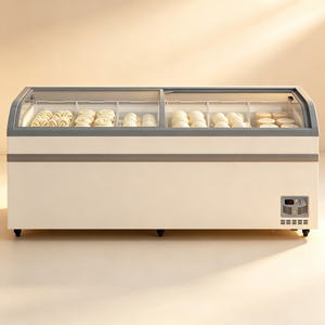 Congelador móvil comercial tipo isla con vidrio curvo de 78 pulgadas para supermercado, ideal para mariscos y refrigerios congelados. - Product Image 5
