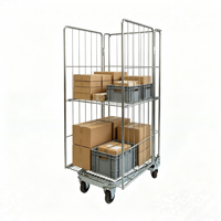 Chariot de transport pour supermarché, cage à roulettes, cadre en acier inoxydable, robuste, 4 roues, conteneur