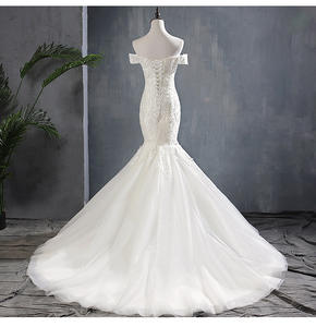 2019 nuevo francés romántico fuera del hombro <span class=keywords><strong>sirena</strong></span> vestido de novia foto <span class=keywords><strong>Real</strong></span> de talla grande cola de <span class=keywords><strong>pez</strong></span> vestido de novia - Product Image 3
