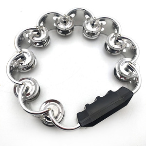 Wholesale Noise Maker <b>Musical</b> <b>Instrument</b> Double Row Flower Shape Dance Party Stainless Bell Tambourine Rattle Gold Silver Color - Product Image 4