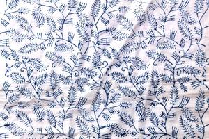 Indian Hand Block Cotton Print <b>White</b> Color Leaf Designed Cotton Fabric for Designer Pieces and Stitching Women Clothing - Product Image 3