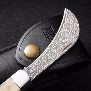 Cuchillo de Bolsillo BK Stag Horn Damascus Personalizable, Grado OEM, Hoja Plegable de Acero Inoxidable Afilada como una Navaja, G10, para Camping y Senderismo FB146 - Product Image 3