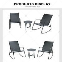 Ensemble bistro Teslin 3 pièces, table et chaises de patio extérieur, mobilier en aluminium avec maille Teslin respirante pour hôtel, balcon, bistro