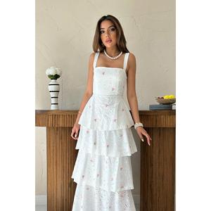 Vestido tejido con cuello cuadrado y corte en A, cintura natural, transpirable, para el trabajo - Product Image 2