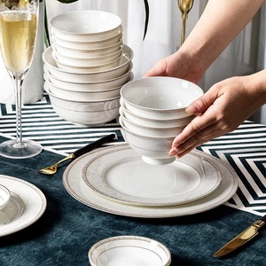 Set di Stoviglie in Porcellana Bone China 2026, Combinazione di Ciotole e Piatti, Regalo Aziendale, Set di Bacchette in Ceramica, Adatto al Microonde, Design Moderno - Product Image 4