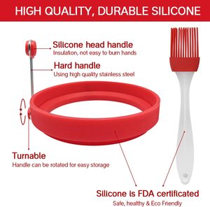 Vente en gros d'anneaux d'oeufs en silicone de qualité alimentaire sans Bpa moules ronds antiadhésifs pour crêpes d'oeufs au plat - Product Image 2