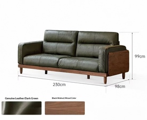 Divano Singolo in Legno Massello e Vera Pelle, Design Moderno Italiano di Lusso Leggero in Noce Nero per Arredamento Casa Piccola - Product Image 1