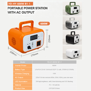 Station d'alimentation portable 600W à onde sinusoïdale pure, batterie au lithium, type C, pour camping en extérieur, secours domestique, chargeur solaire - Product Image 3