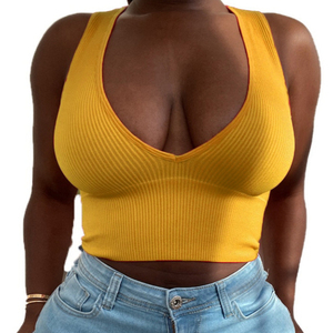 Oferta de Verano: Camiseta sin Mangas con Cuello en V, Transpirable, Cómoda, Sexy, de Color Sólido, para Mujer, Estilo Casual - Product Image 4