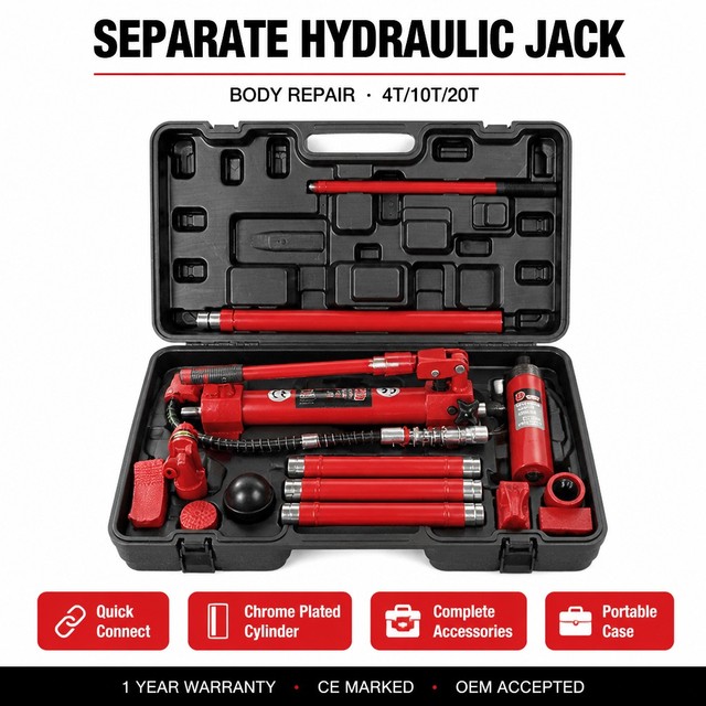 Push Pull Porta Power Kit 10 Ton Hydraulic Ram Frame Straightener Tool for Garage