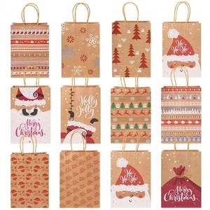 Sacs en papier kraft de Noël personnalisés en gros avec poignée, imprimés avec logo et motifs pour l'achat d'aliments - Product Image 2