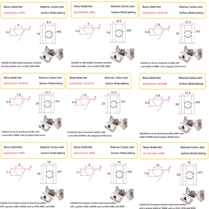 Écrou à ressort M4 M5 M6 M8, écrou en T à enfoncer pour <span class=keywords><strong>profil</strong></span>é <span class=keywords><strong>d</strong></span>'aluminium à fente de 6 mm, série 20/30/40, revêtement en <span class=keywords><strong>zinc</strong></span> - Product Image 2