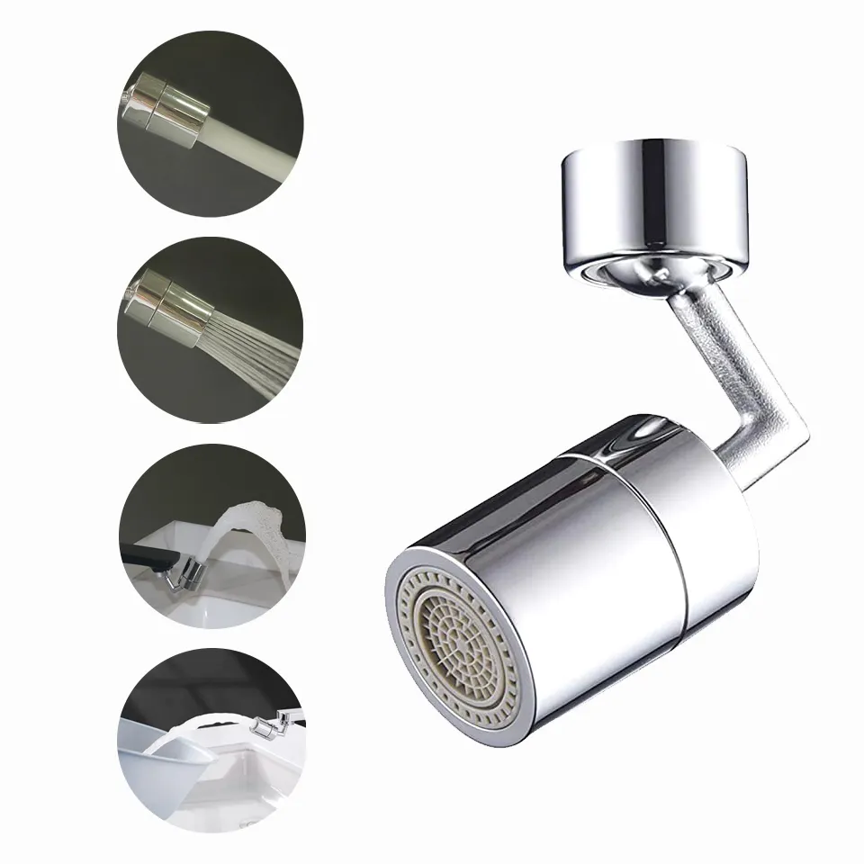 720 Degree Rotatable Dual Modes Anti -Splash Water Filter Tap Faucet Extension Spray Brass Basin Faucet Head