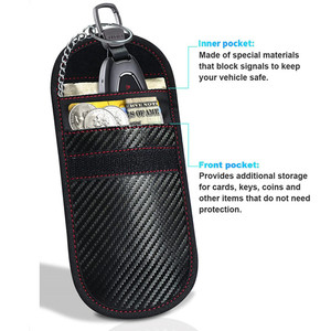 Fibre de carbone voiture porte-clés portefeuille téléphone portable sac rfid bloqueur protecteur pochette porte-clés sac de rangement divers - Product Image 3