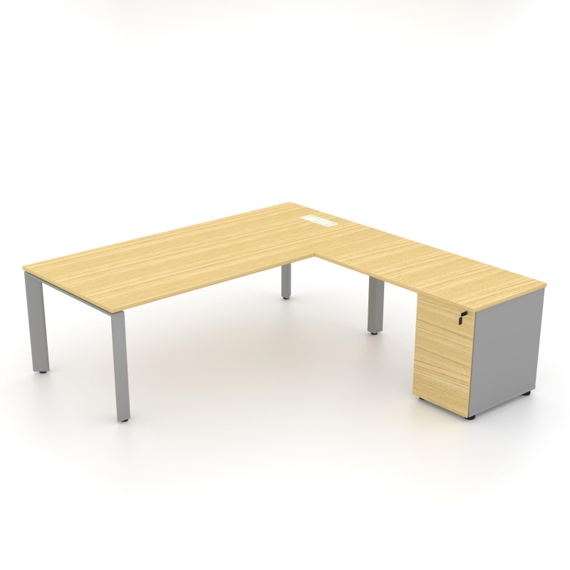 Support gris + plateau en bois veiné