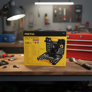 Set di Attrezzi Meccanici Pretul 133 Pezzi in Acciaio al Cromo Vanadio con Valigetta Rigida per Manutenzione Domestica - Product Image 2