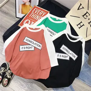 Customized Wholesale Summer Round Neck Short Sleeve Ladies T-Shirt Sleeve Colorblock Letter Printing T-Shirt For Women