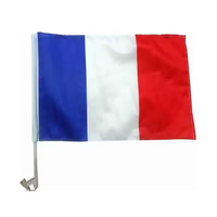 Drapeau de fenêtre de voiture en polyester français avec poteaux en plastique
