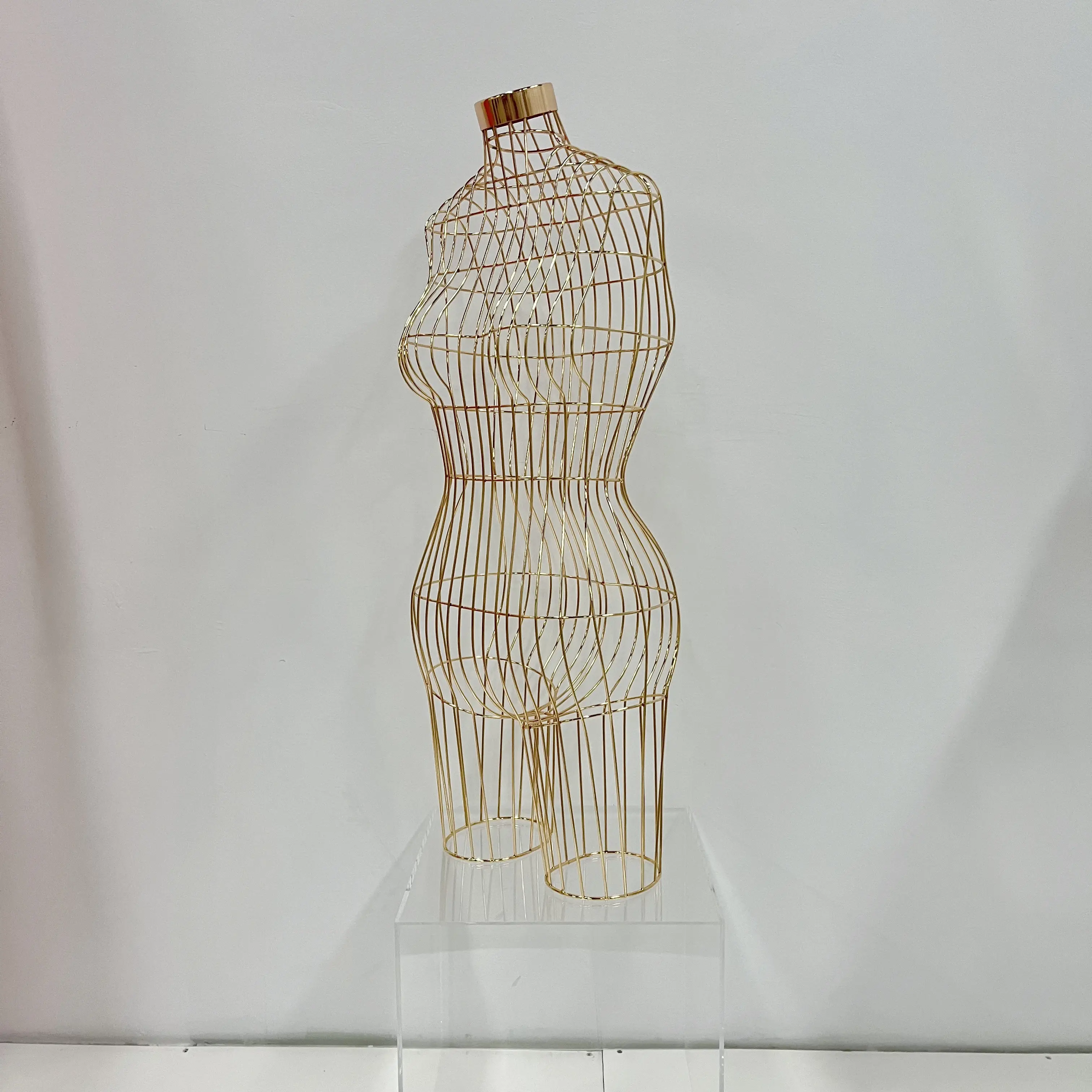 Железный Манекен торс большая грудь стоя/висит для одежды дисплей верхняя часть тела металлическая проволока манекены женские Золотые Большие размеры