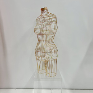 Maniquí de <span class=keywords><strong>Mujer</strong></span> con Torso de Hierro, Pecho Grande, Parte Superior Dorada, Maniquíes de Alambre Metálico, Talla Grande, Soporte de Metal para Vestidos - Product Image 1