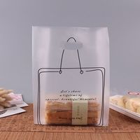 Sac de transport alimentaire jetable en PE dépoli avec poignée perforée et soufflet latéral, impression offset pour restaurants et cafés