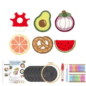 Kit de broderie fait main pour enfants débutants, base en tissu pour sous-verre à aiguille perforatrice, pour le point de croix et les travaux d'aiguille, marque XIXI - Product Image 6