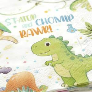 Juego de Vajilla de Papel para Fiesta de Cumpleaños Infantil con Temática de <span class=keywords><strong>Dinosaurios</strong></span> Lanweier Deluxe, Juego Completo con Todos <span class=keywords><strong>los</strong></span> Accesorios, Personalizable para Campamentos y Bodas - Product Image 4