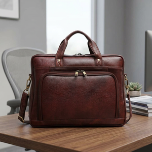 Sac à bandoulière pour ordinateur portable en cuir de vache, de veau et de mouton, fabriqué à la main, moderne, élégant et écologique, grande capacité, de la marque B S International - Product Image 1