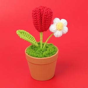 Home Office Desk <b>Ornaments</b> Artificial Flower Decoration Handmade Crochet Sunflower Potted Plants Graduation Halloween <b>Easter</b> - Product Image 5