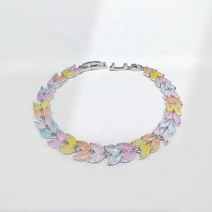 Pulseras de plata de ley 925 al por mayor, coloridas, de verano, con gemas, lindas, de lujo, para mujer, chapadas en oro, con circonitas. - Product Image 5