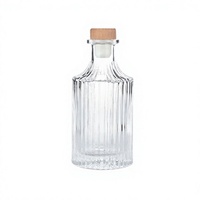 Bouteille à liqueur en verre à texture géométrique, flacon personnalisé avec bouchon en bois pour whisky, vodka et vente au détail de produits de luxe, 500 ml
