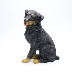 Statuetta animale personalizzata decorazione interna o esterna scolpita statue di cani a grandezza naturale in poliresina nera