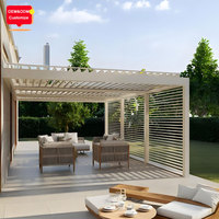AMS Pergolalar ve Kamelyalar Dış Mekan Su Geçirmez Panjurlu Çatı Elektrikli Sistem Bahçe Biyoklimatik Alüminyum Pergola LED Işık ile