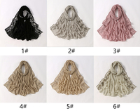 Foulard Hijab en Dentelle et Mousseline pour Femme, Turban Uni, Châle Pashmina avec Fleur, Voile Musulman d'Été, Broderie en Mousseline, 175*80cm