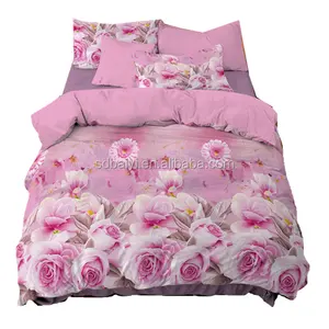 100 polyester bedsheet Red 3D pink brown flower Rose Cotton queen size Bed Duvet/Quilt Cover Sets sheet