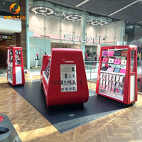 Kiosque incurvé à finition brillante pour accessoires mobiles avec éclairage LED pour centre commercial