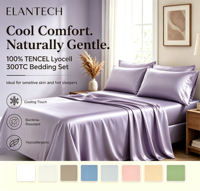 Parure de lit moderne en tencel tissé de luxe pour un effet rafraîchissant, couleur unie, garnissage en soie, 300 fils au pouce carré, drap-housse King Size