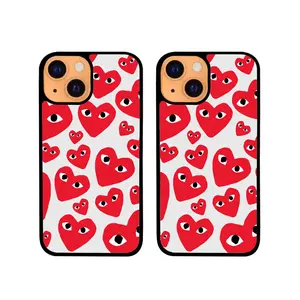 Flash Schattig Hart Ontwerp Aangepaste Afbeelding Rubber 2d Sublimatie Tpu + Pc Voor Iphone 15 15pro 15pro Max 15Plus Telefoon Bescherming Cover