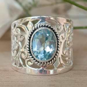 Anello Floreale a Fascia Larga per Donne, Elegante Accessorio Moda per Uso Quotidiano e Feste - Product Image 1