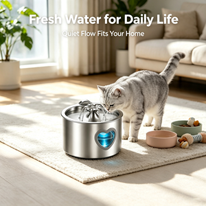 <span class=keywords><strong>Fontaine</strong></span> à <span class=keywords><strong>eau</strong></span> automatique pour animaux de compagnie Elecpet, écologique, moderne, durable, 2,5 L, en acier inoxydable, <span class=keywords><strong>silencieuse</strong></span>, avec alimentation USB - Product Image 6