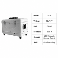 8KW 12V 24V Hepsi Bir Arada Dizel Park Isıtıcısı Dahili Yakıt Deposu LCD Kumandalı, Kamyon ve Karavanlar için Yatay Hava Dizel Isıtıcısı