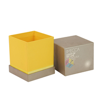 Boîte d'emballage carrée de luxe personnalisée pour bougies, avec couvercle, en carton rigide gris mat et jaune, pour bougies parfumées