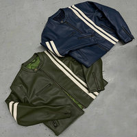 Bestseller Outdoor-Jacke mit Reißverschluss Kunstleder Motorradjacken Maßgeschneiderte Streifen Rennjacke Wattierte Baumwolljacke für Herren