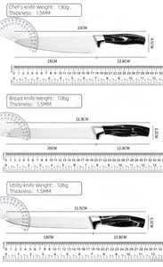 Ensemble de 6 couteaux de cuisine antiadhésifs avec boîte cadeau, lames blanches en acier inoxydable, couteaux de chef, couteaux à pain, couteaux à éplucher et éplucheur - Product Image 5