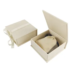 Best pack beige jewelry packaging box luxury gift paper box with ribbon custom print logo paper boxes