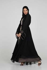 2020 abbigliamento islamico turco maniche aperte con volant in Chiffon a strati Abaya Kimono per donne musulmane - Product Image 6