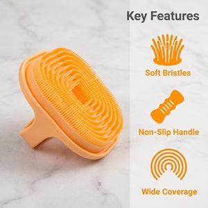 Brosse de bain en silicone à surface large, poils doux et denses, exfoliant corporel manuel pour la peau humaine et le toilettage des chiens - Product Image 6
