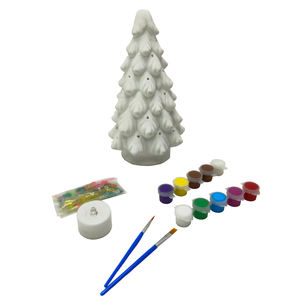 Kit de pintura de árbol de yeso DIY de Navidad con luces LED-Light up Glittering Xmas Craft, 3 colores de pintura y pincel incluidos - Product Image 3